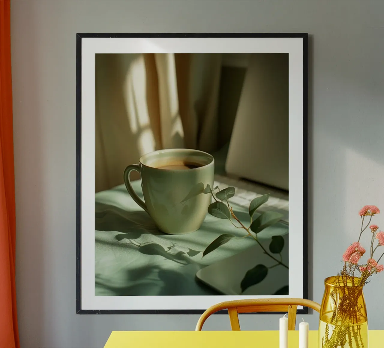 Riverbero di menta poster con telaio in alluminio da PhotoVibe Decor
