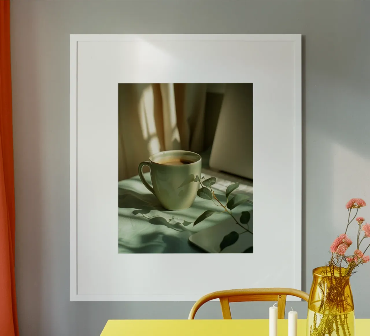 Riverbero di menta poster con telaio in alluminio da PhotoVibe Decor
