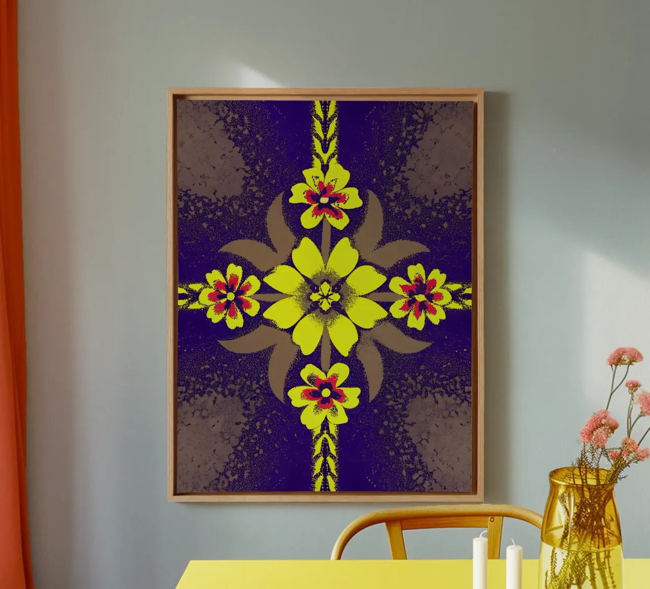 Bloem Pettern canvas met Baklijst van SOUL SHOP