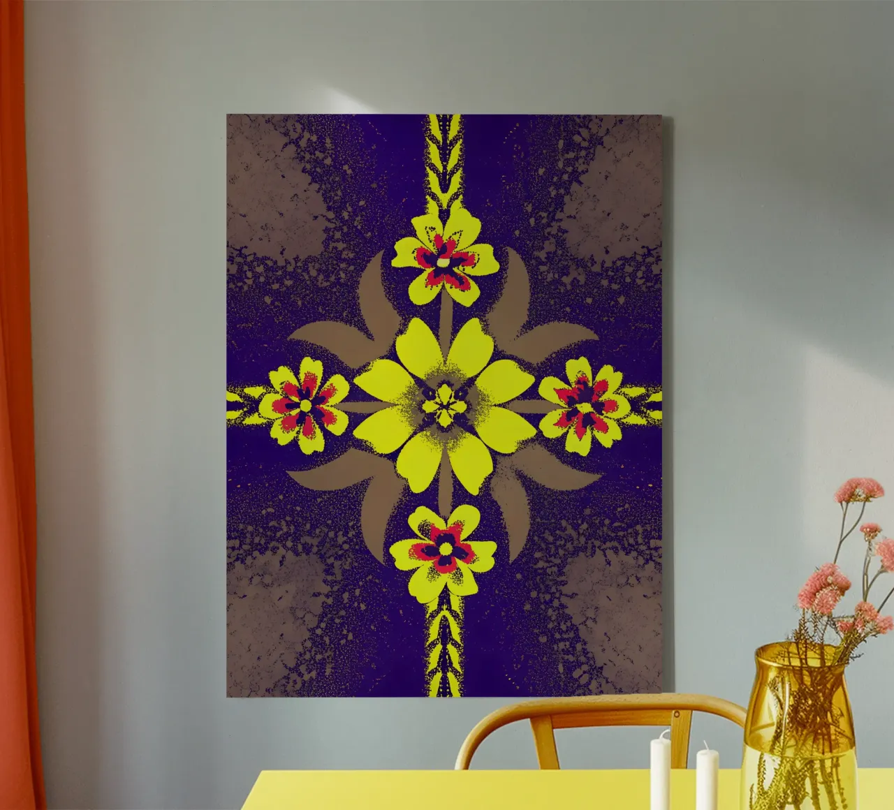Bloem Pettern canvas met Baklijst van SOUL SHOP