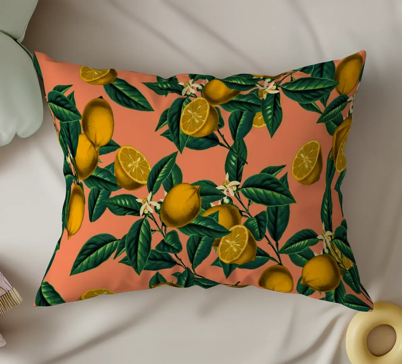 Lemon and Leaf cuscino da burcukorkmazyurek
