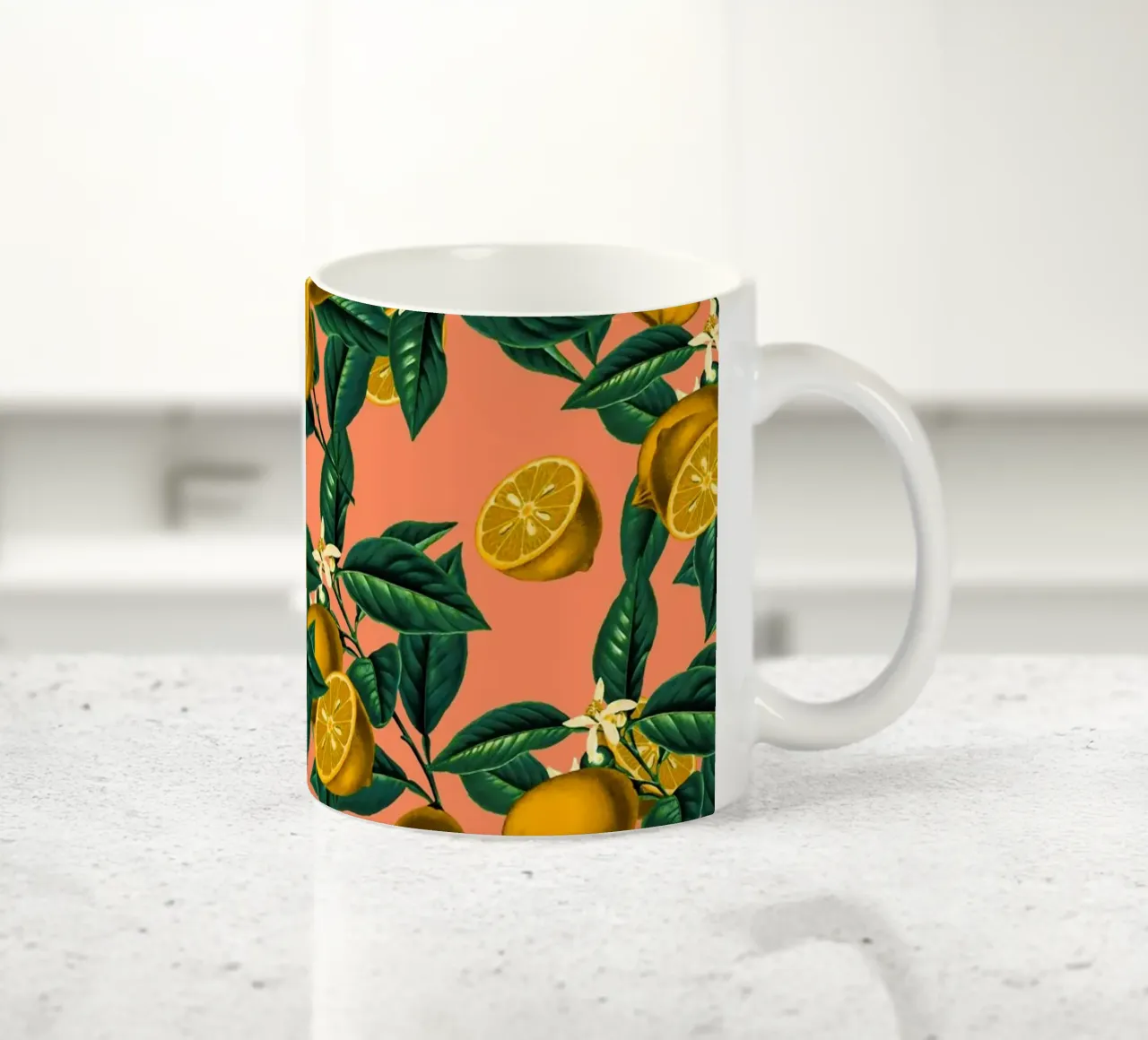Lemon and Leaf tazza in ceramica da burcukorkmazyurek
