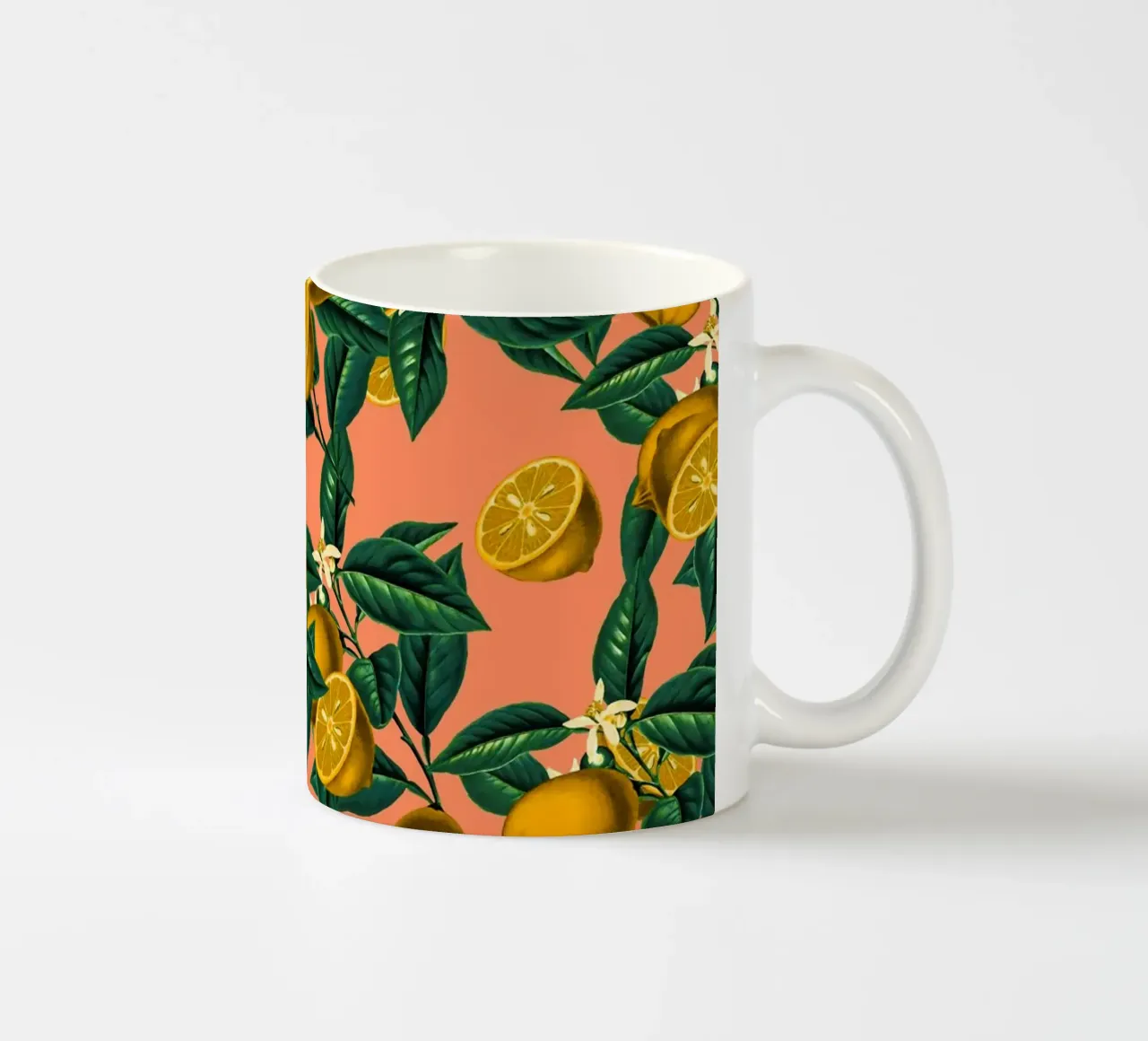 Lemon and Leaf taza de cerámica de burcukorkmazyurek