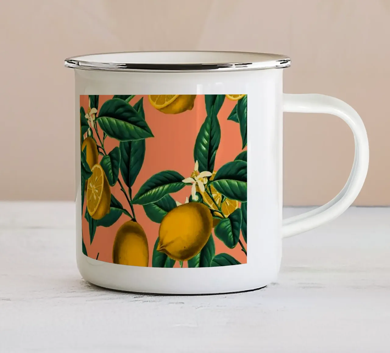 Lemon and Leaf tazza in smalto da burcukorkmazyurek
