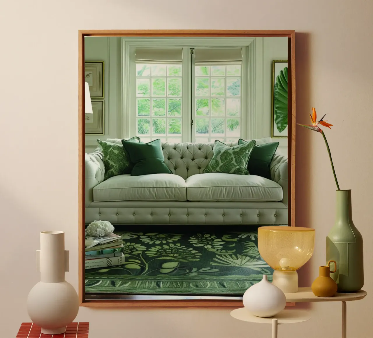 Mint Reverie canvas with Floater frame by PhotoVibe Decor