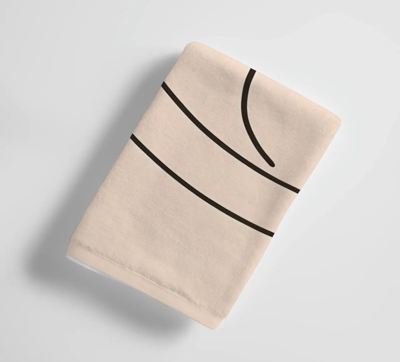 Line drawing of a curled-up cat resting on a soft background towel by DesignDoodle