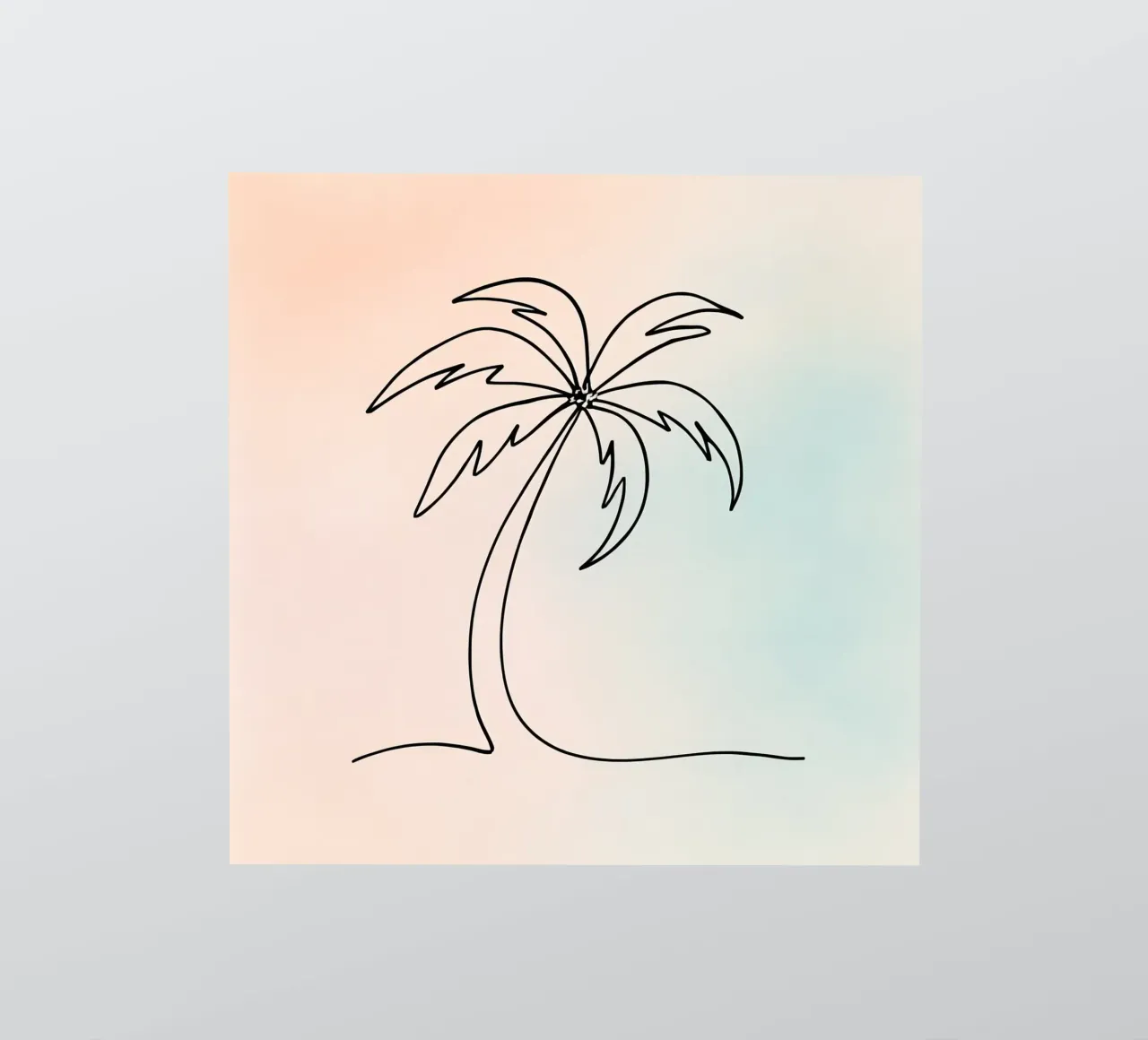 Minimalist palm tree outline against soft pastel background sticker by DesignDoodle