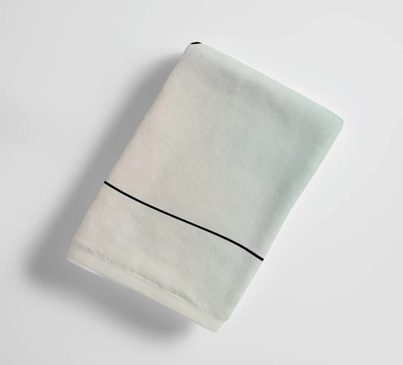 Minimalist palm tree outline against soft pastel background towel by DesignDoodle