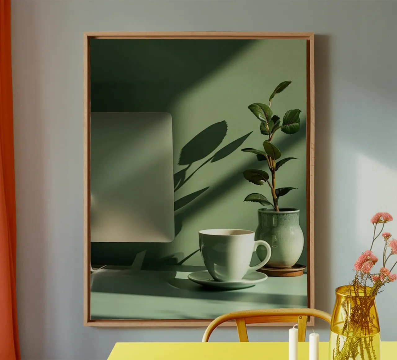 Mint Reverie canvas with Floater frame by PhotoVibe Decor