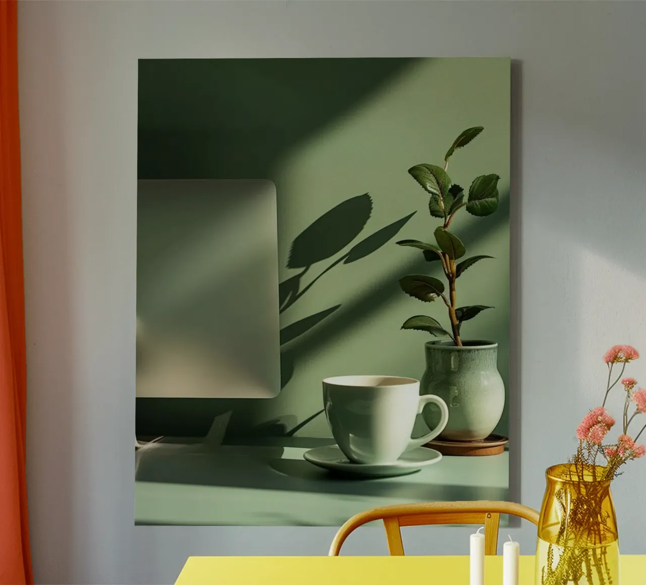 Mint Reverie canvas with Floater frame by PhotoVibe Decor