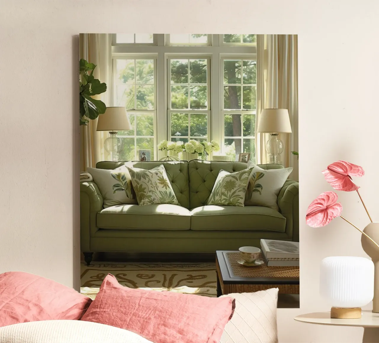 Riverbero di menta tela con Cornice a cassetta da PhotoVibe Decor