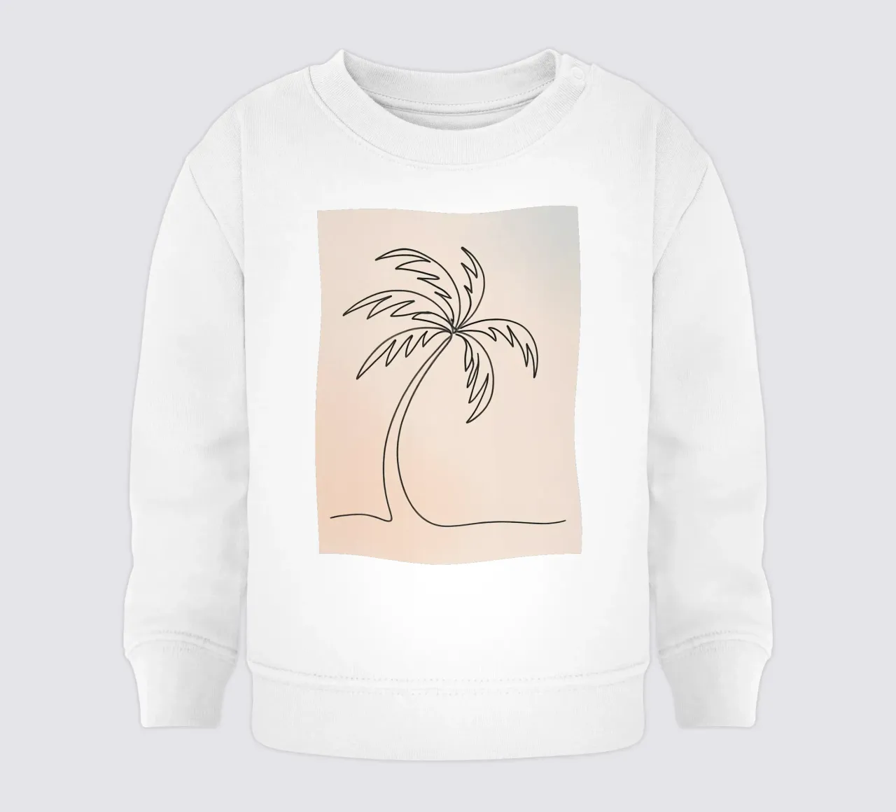 Linear drawing of a palm tree against a pastel backdrop baby sweatshirt by DesignDoodle