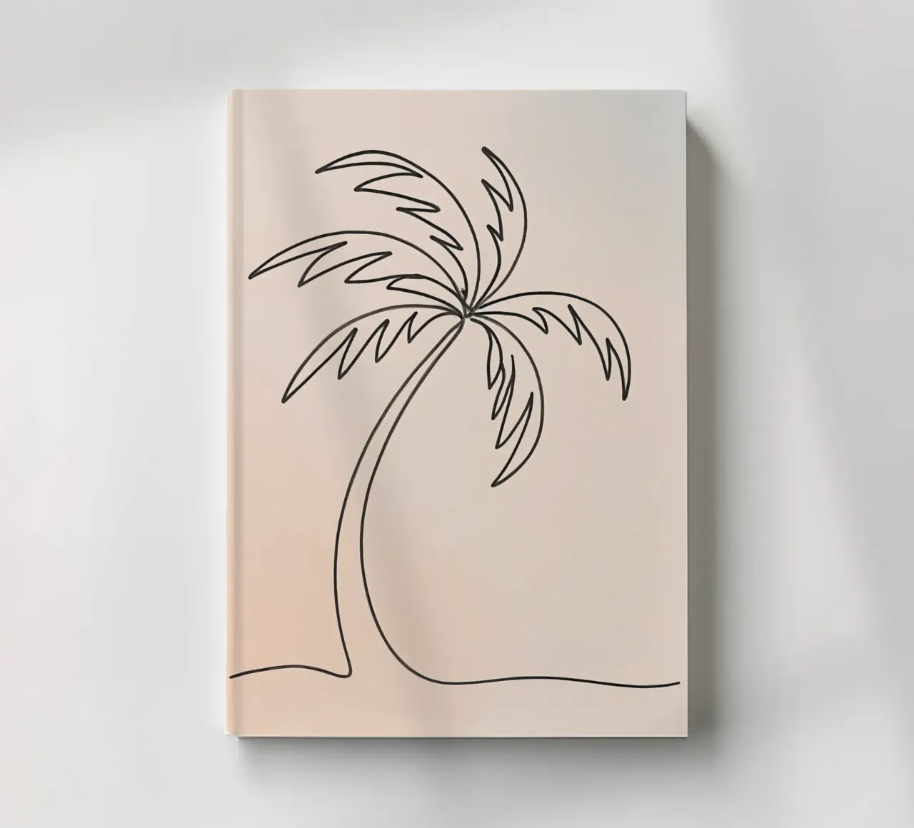 Linear drawing of a palm tree against a pastel backdrop notebook by DesignDoodle