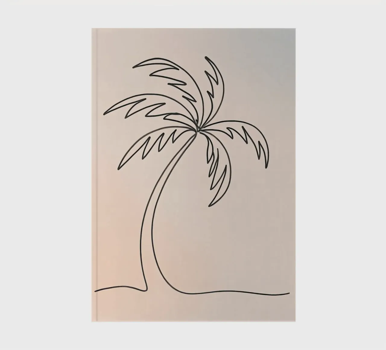 Linear drawing of a palm tree against a pastel backdrop notebook by DesignDoodle