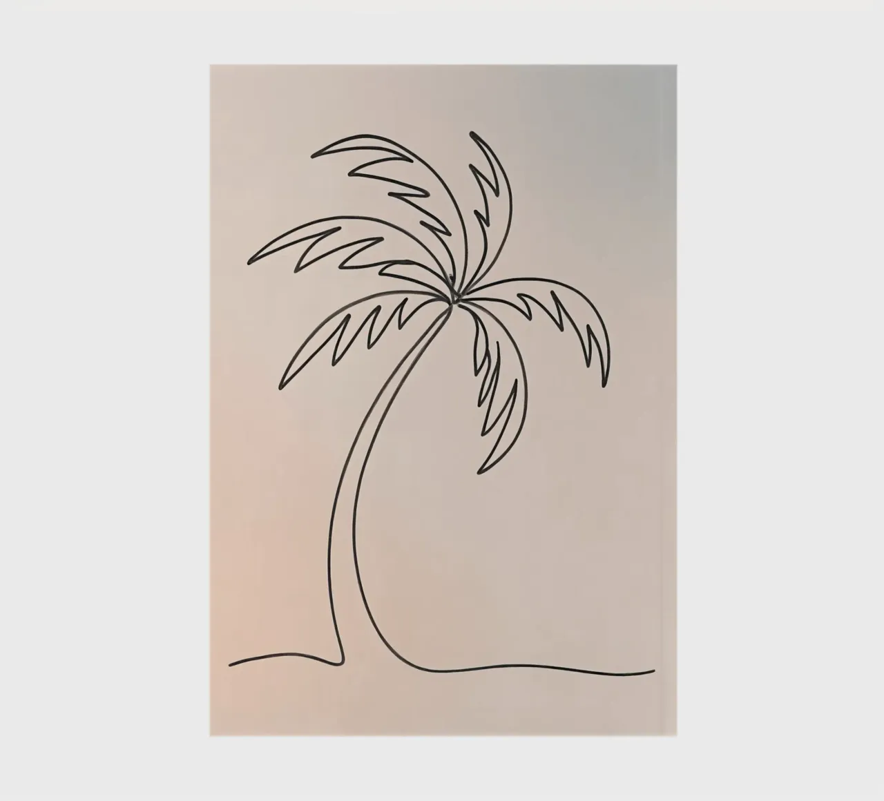 Linear drawing of a palm tree against a pastel backdrop notebook by DesignDoodle
