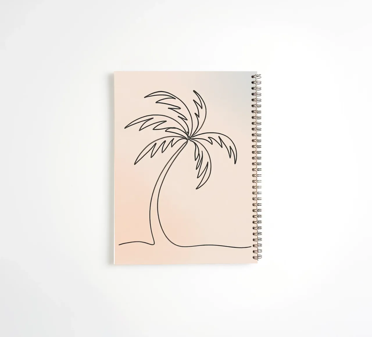 Linear drawing of a palm tree against a pastel backdrop spiral notebook by DesignDoodle