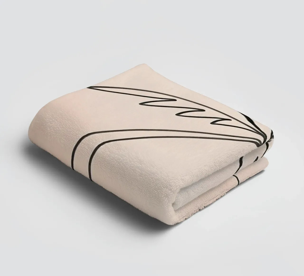 Linear drawing of a palm tree against a pastel backdrop towel by DesignDoodle