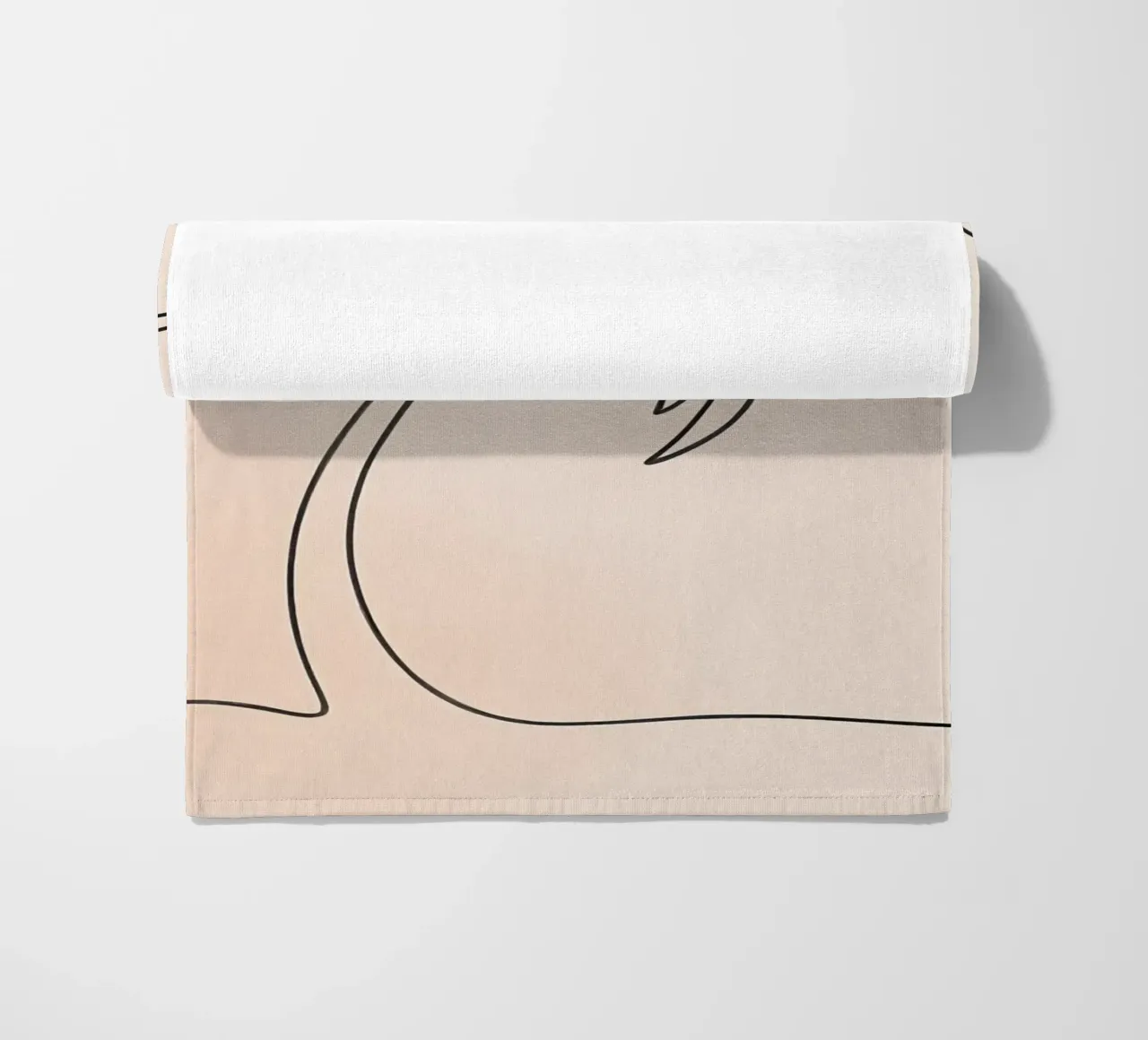 Linear drawing of a palm tree against a pastel backdrop beach towel by DesignDoodle
