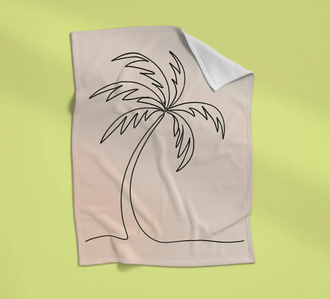 Linear drawing of a palm tree against a pastel backdrop fleece blanket by DesignDoodle