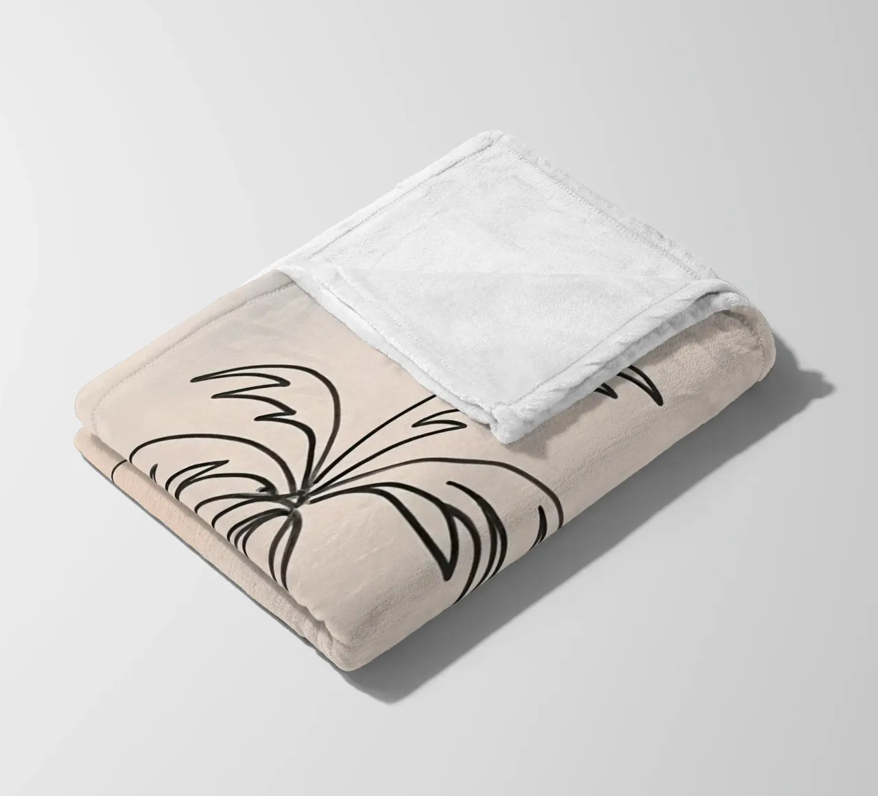 Linear drawing of a palm tree against a pastel backdrop fleece blanket by DesignDoodle