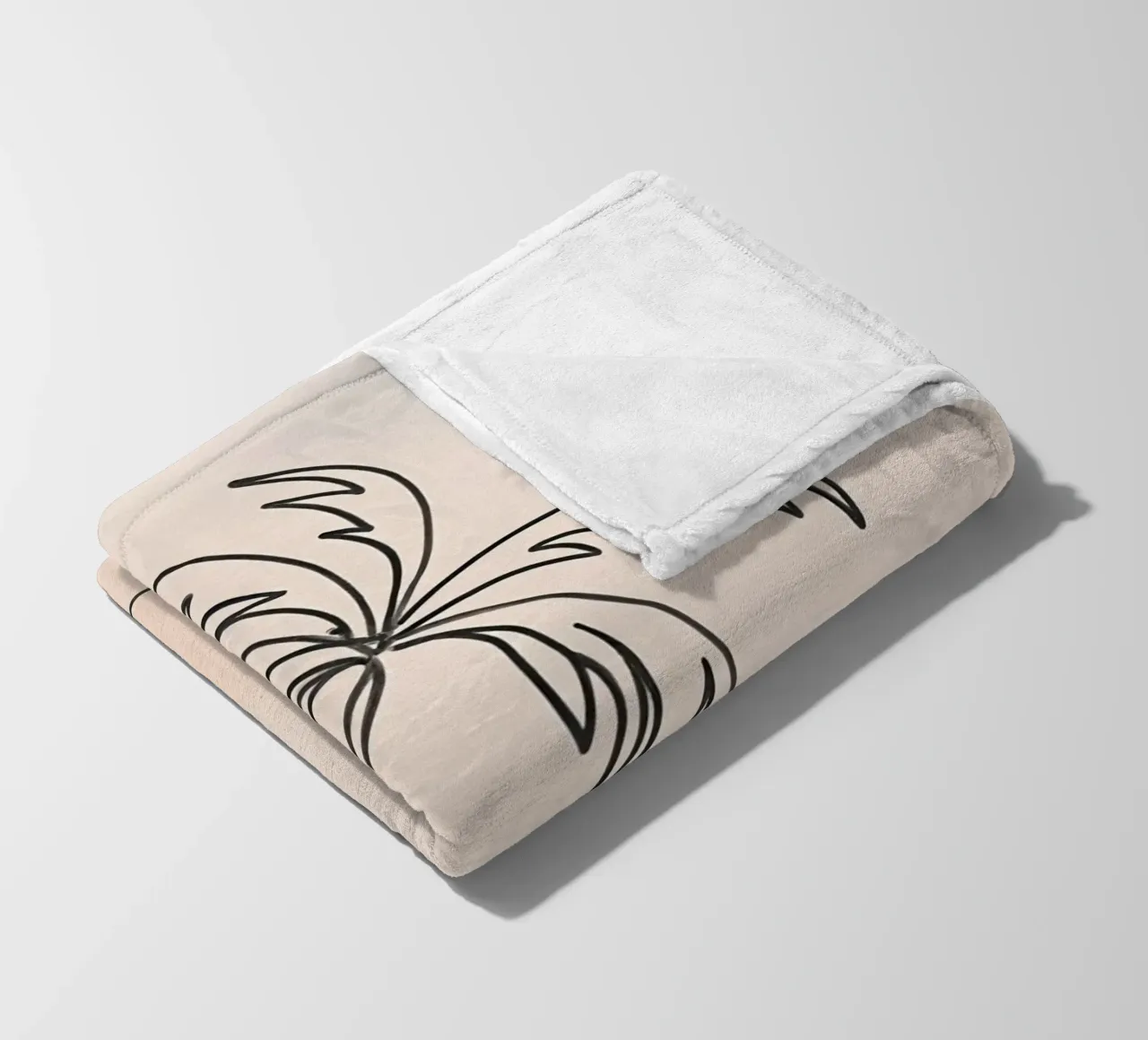 Linear drawing of a palm tree against a pastel backdrop fleece blanket by DesignDoodle