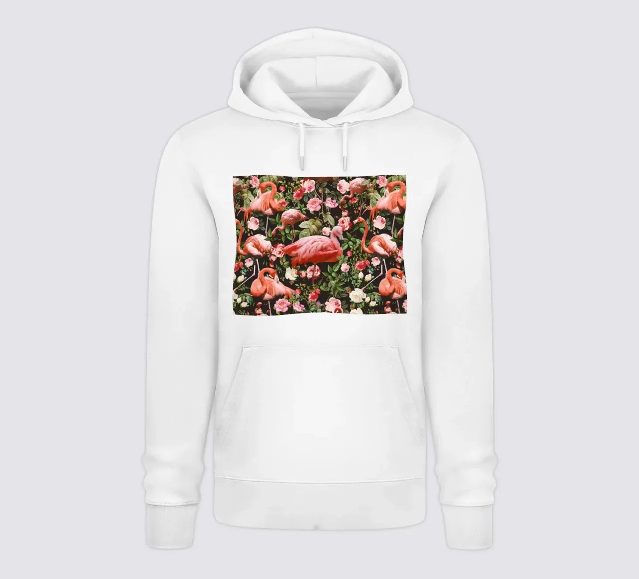 Floral and Flamingo Pattern felpa con cappuccio da burcukorkmazyurek