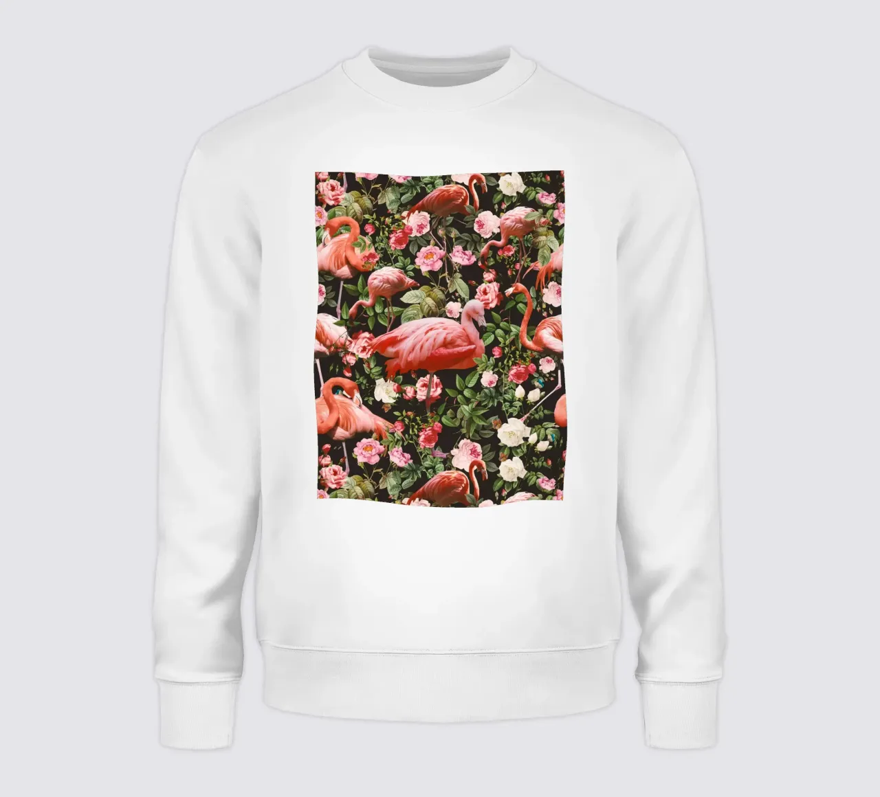 Floral and Flamingo Pattern felpa da burcukorkmazyurek