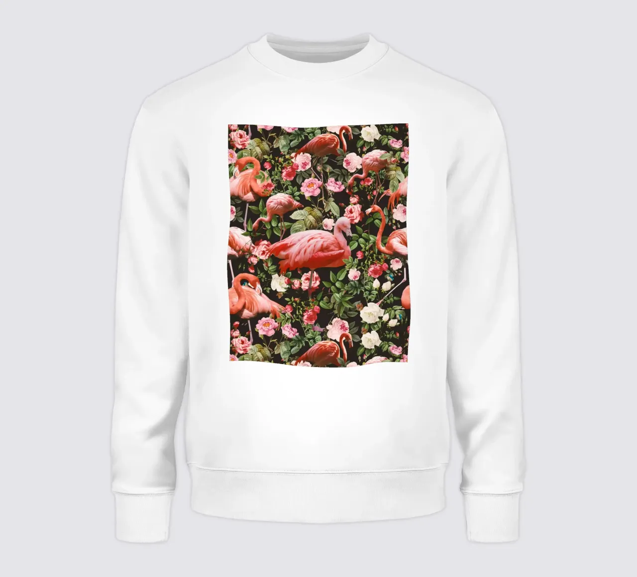 Floral and Flamingo Pattern felpa da burcukorkmazyurek