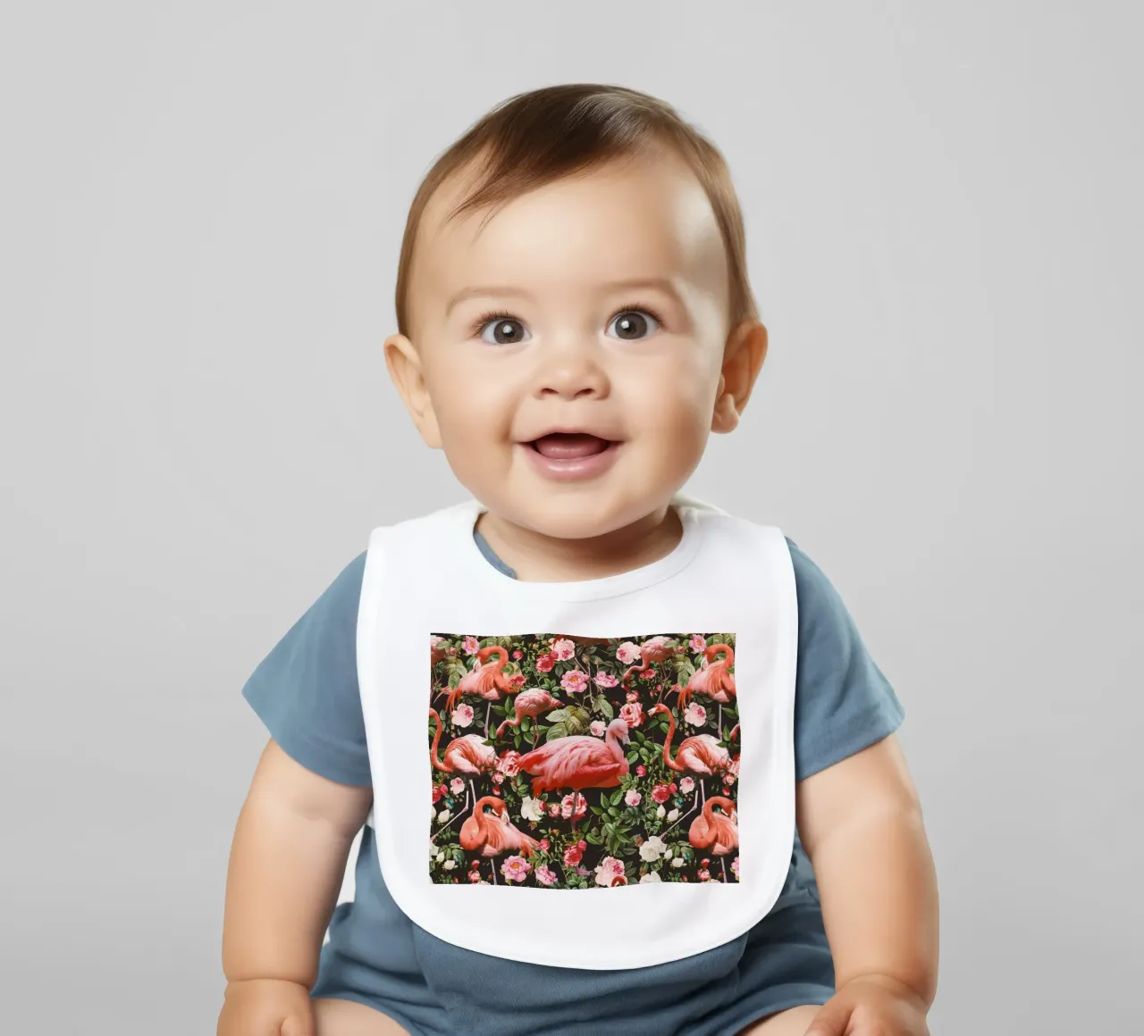 Floral and Flamingo Pattern bavaglino da burcukorkmazyurek