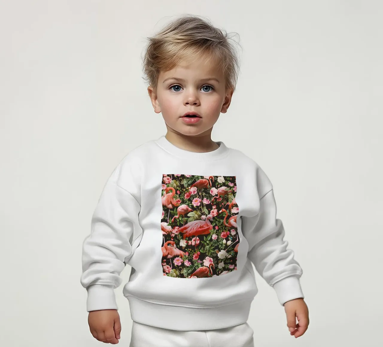 Floral and Flamingo Pattern felpa neonato da burcukorkmazyurek