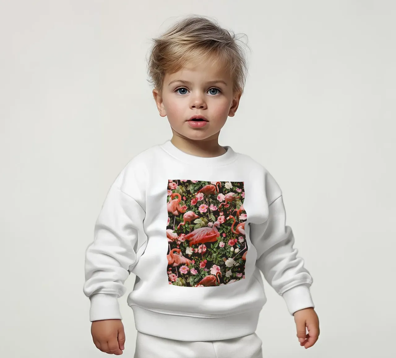 Floral and Flamingo Pattern felpa neonato da burcukorkmazyurek