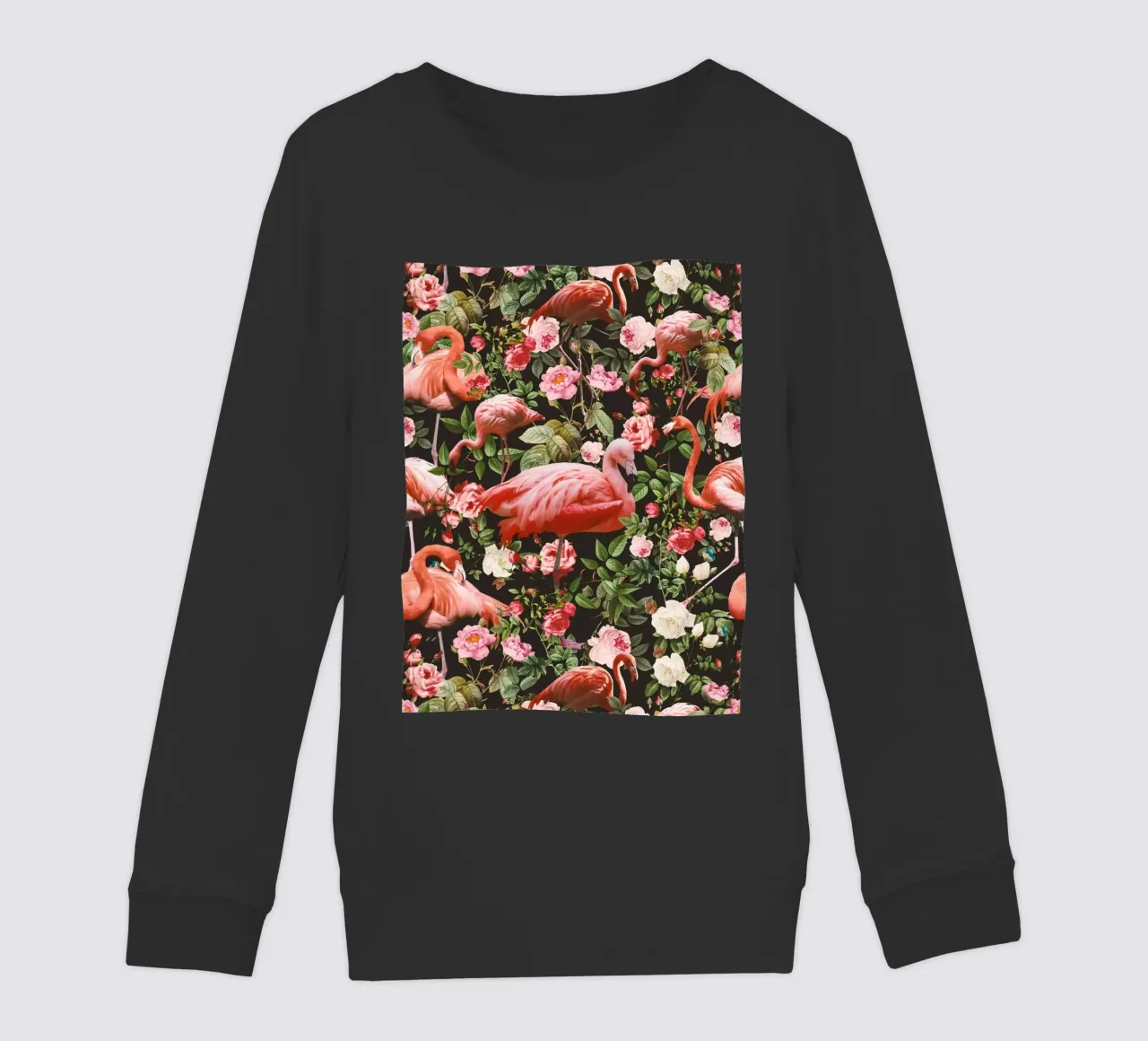 Floral and Flamingo Pattern felpa bambino da burcukorkmazyurek