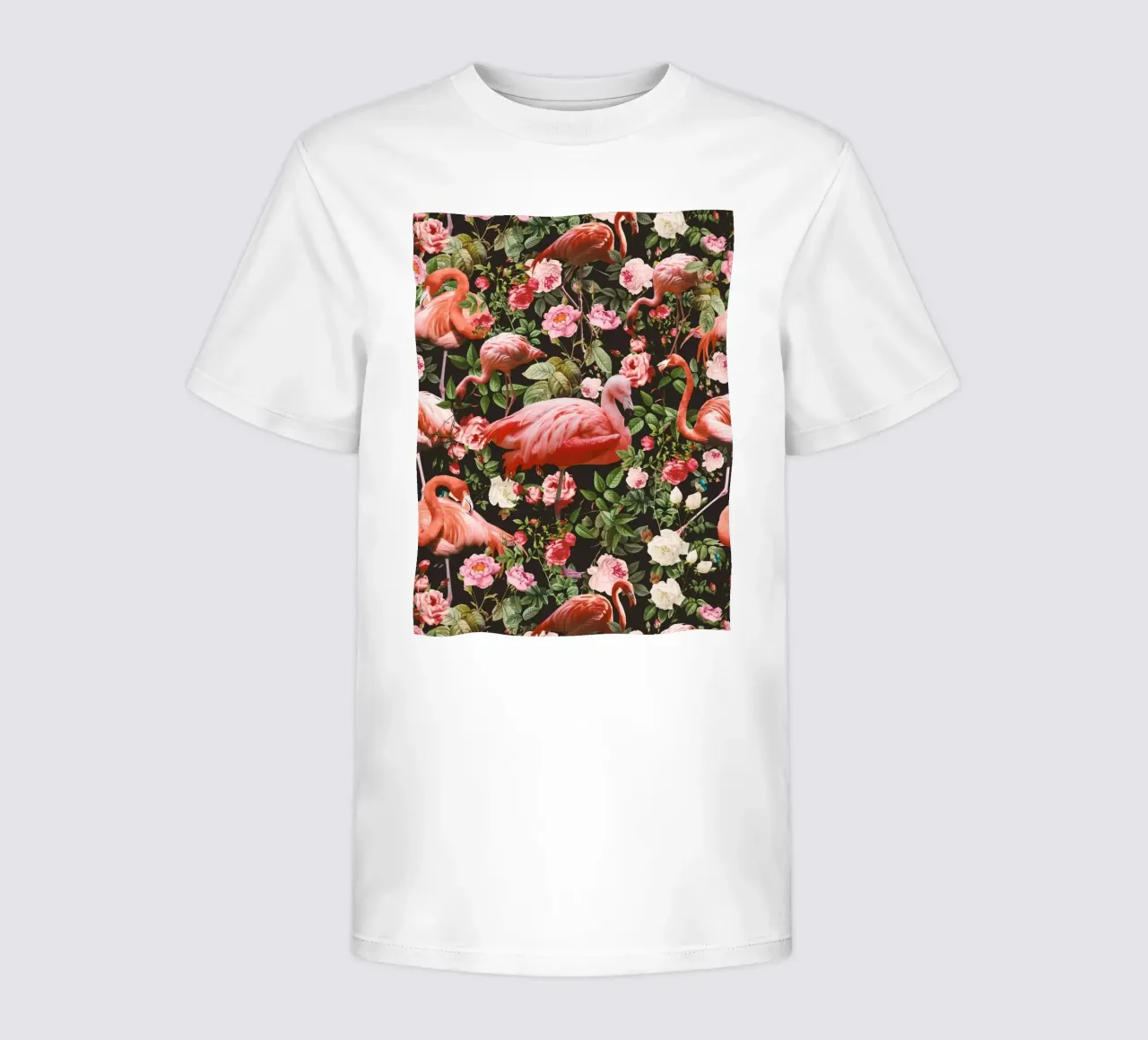Floral and Flamingo Pattern t-shirt bambini da burcukorkmazyurek