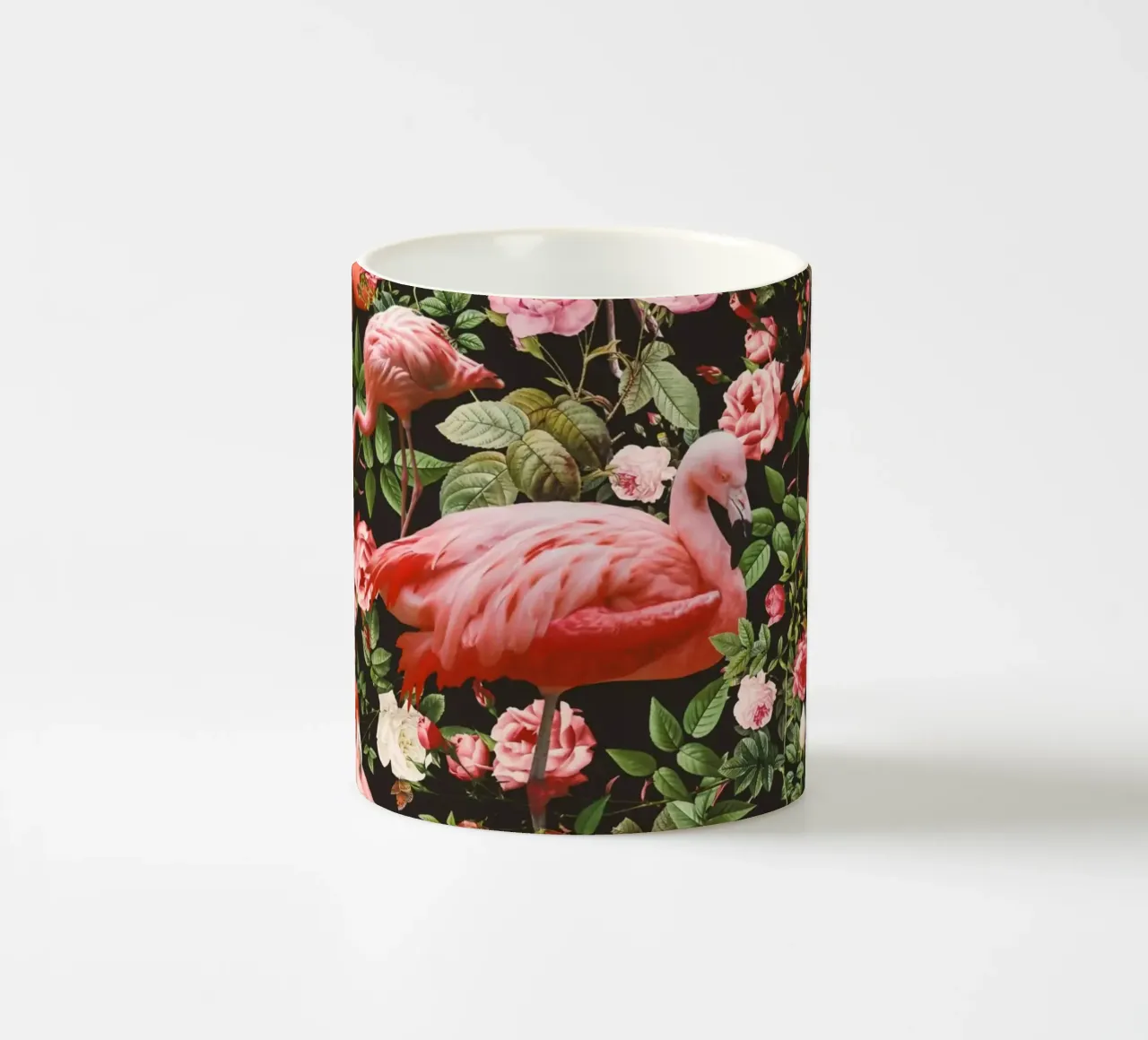Floral and Flamingo Pattern tazza in ceramica da burcukorkmazyurek