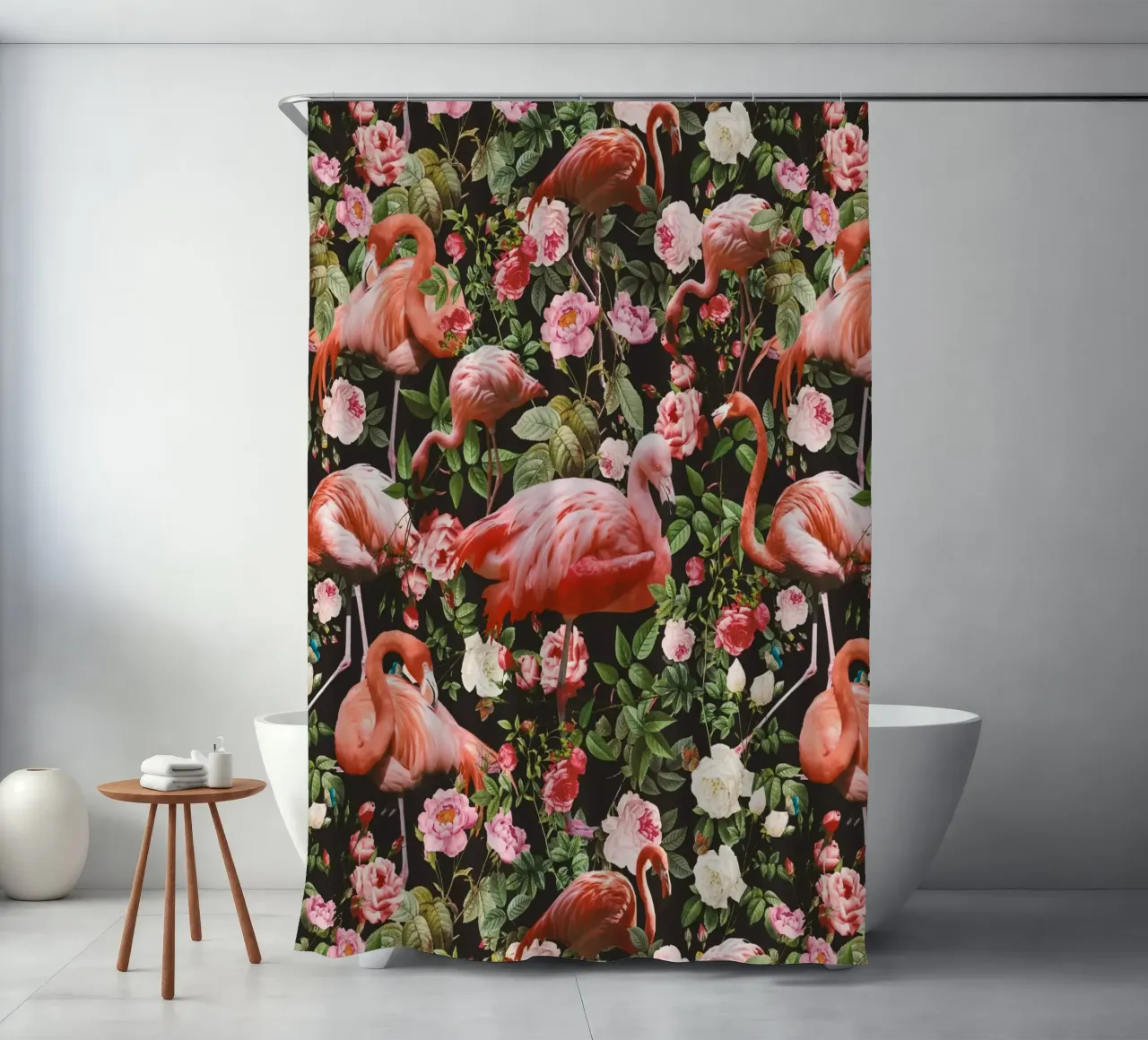 Floral and Flamingo Pattern tenda da doccia da burcukorkmazyurek