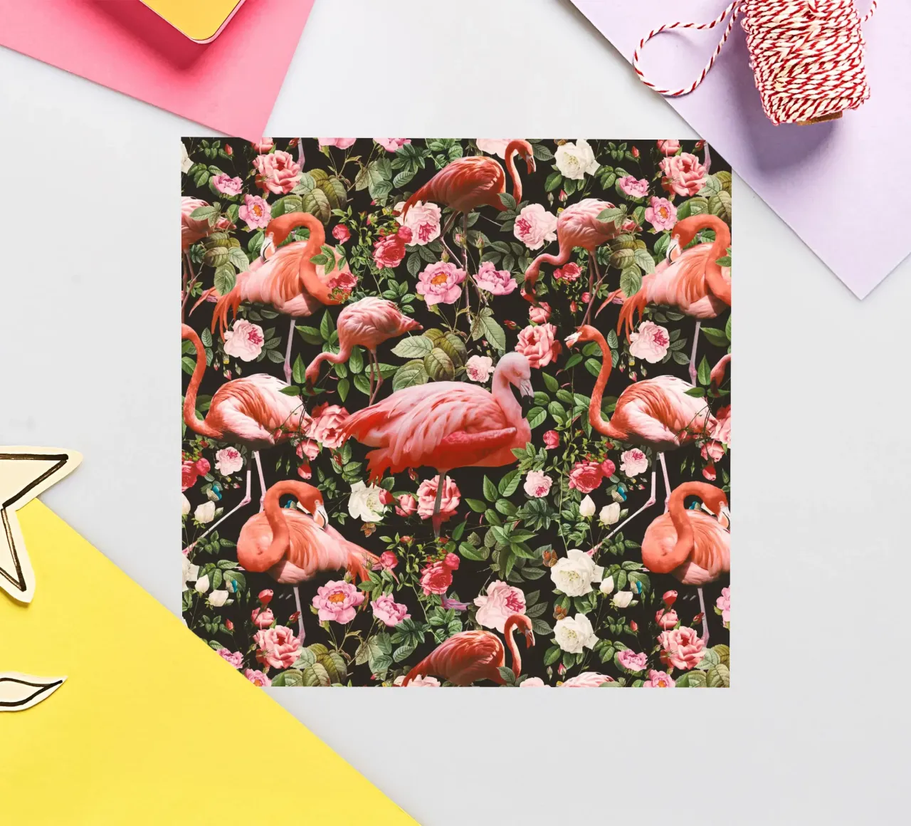 Floral and Flamingo Pattern adesivo da burcukorkmazyurek