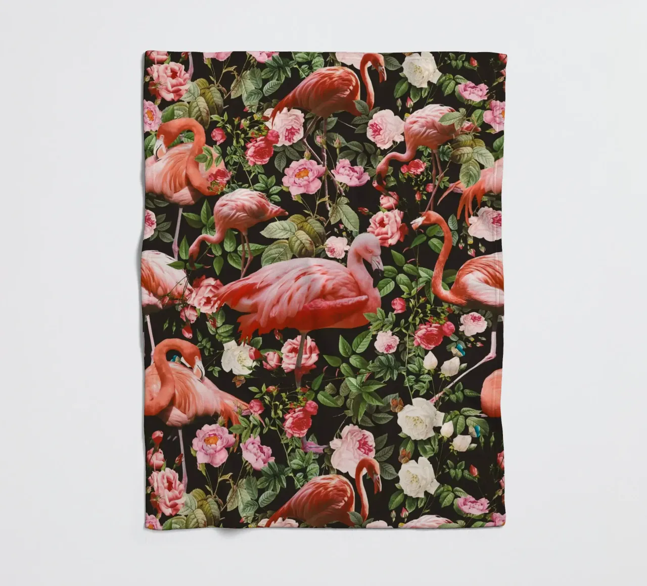 Floral and Flamingo Pattern coperta in pile da burcukorkmazyurek