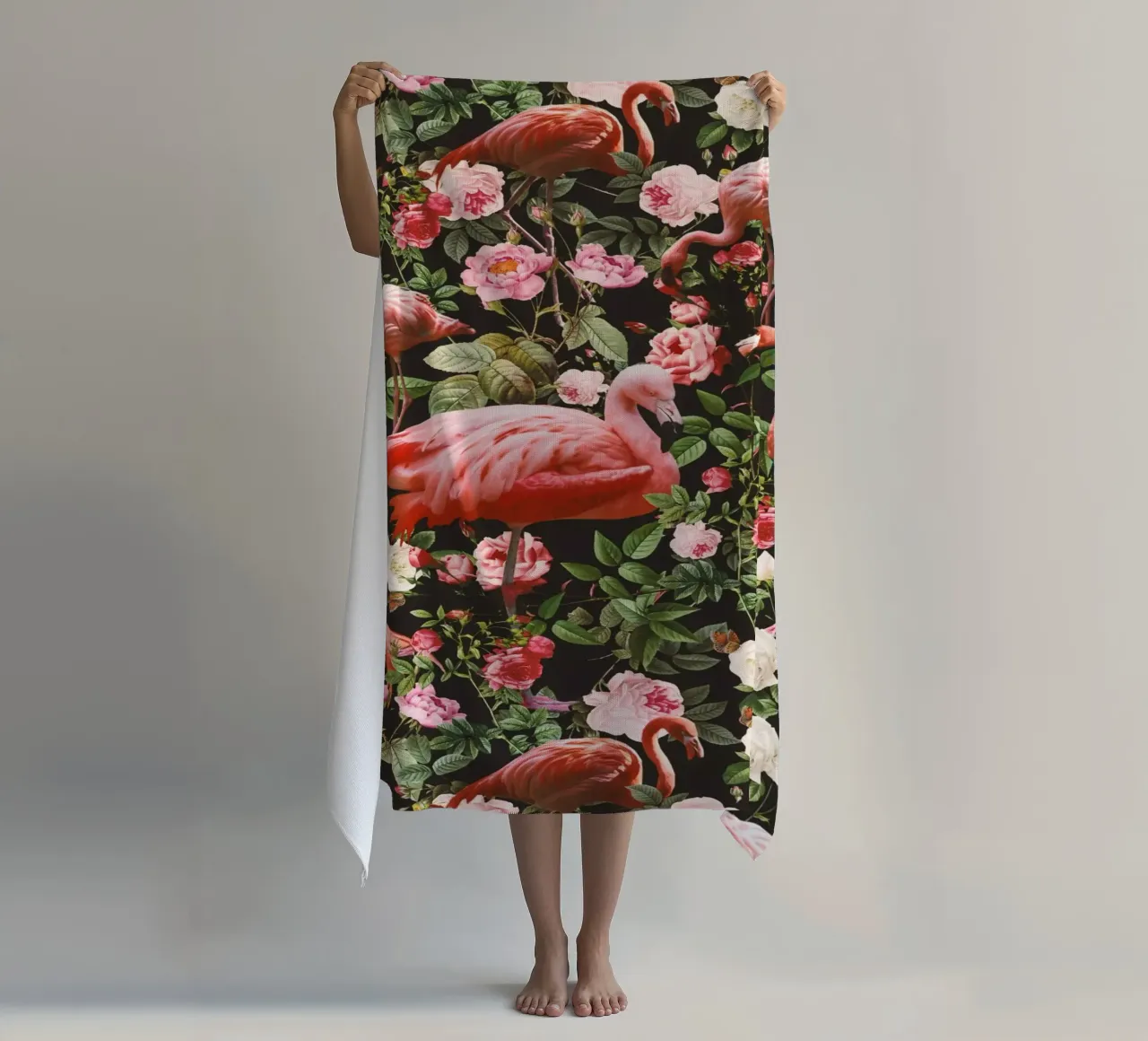 Floral and Flamingo Pattern telo mare da burcukorkmazyurek