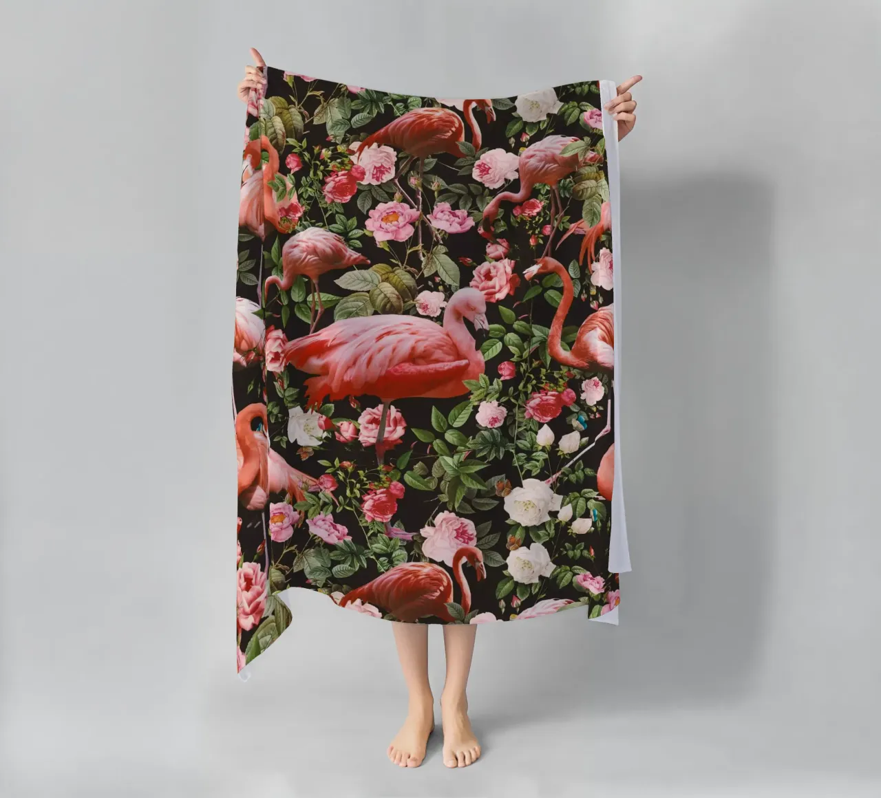 Floral and Flamingo Pattern telo mare da burcukorkmazyurek