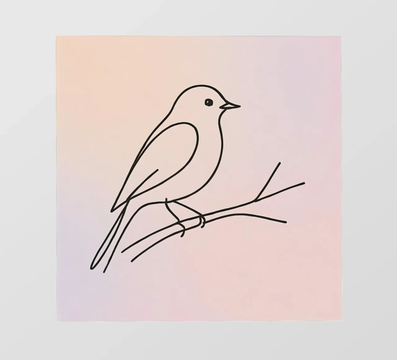 Detaillierte Strichzeichnung eines Vogels auf einem Ast sitzend Pastell PVC Plane von DesignDoodle