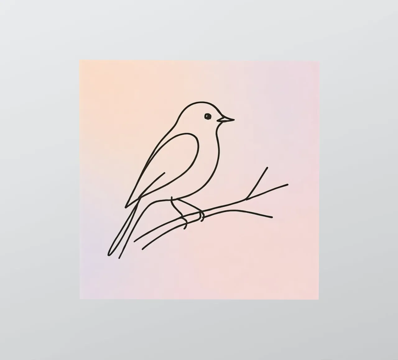 Detailed line drawing of a bird perched on a branch pastel sticker by DesignDoodle