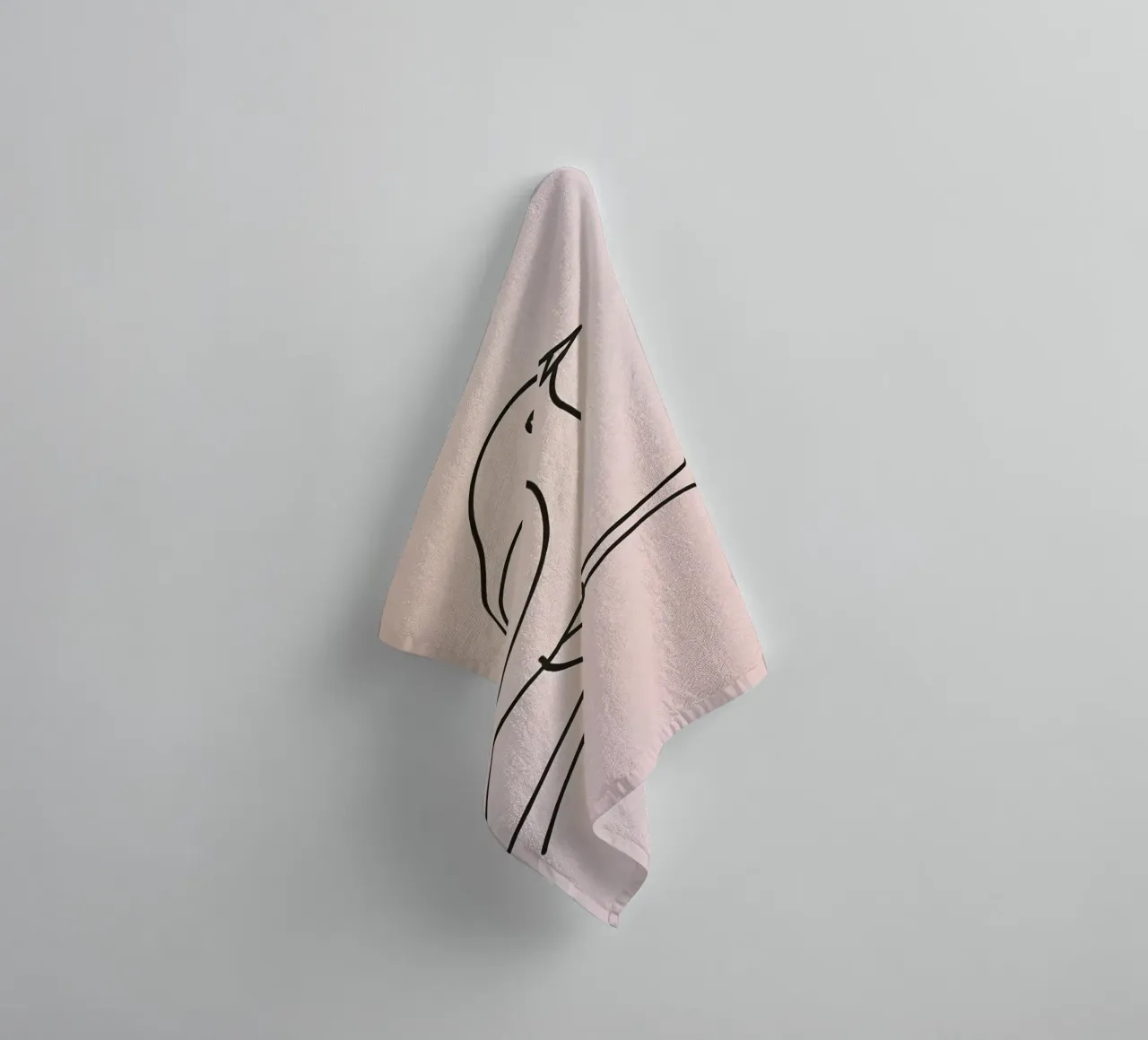 Detailed line drawing of a bird perched on a branch pastel towel by DesignDoodle