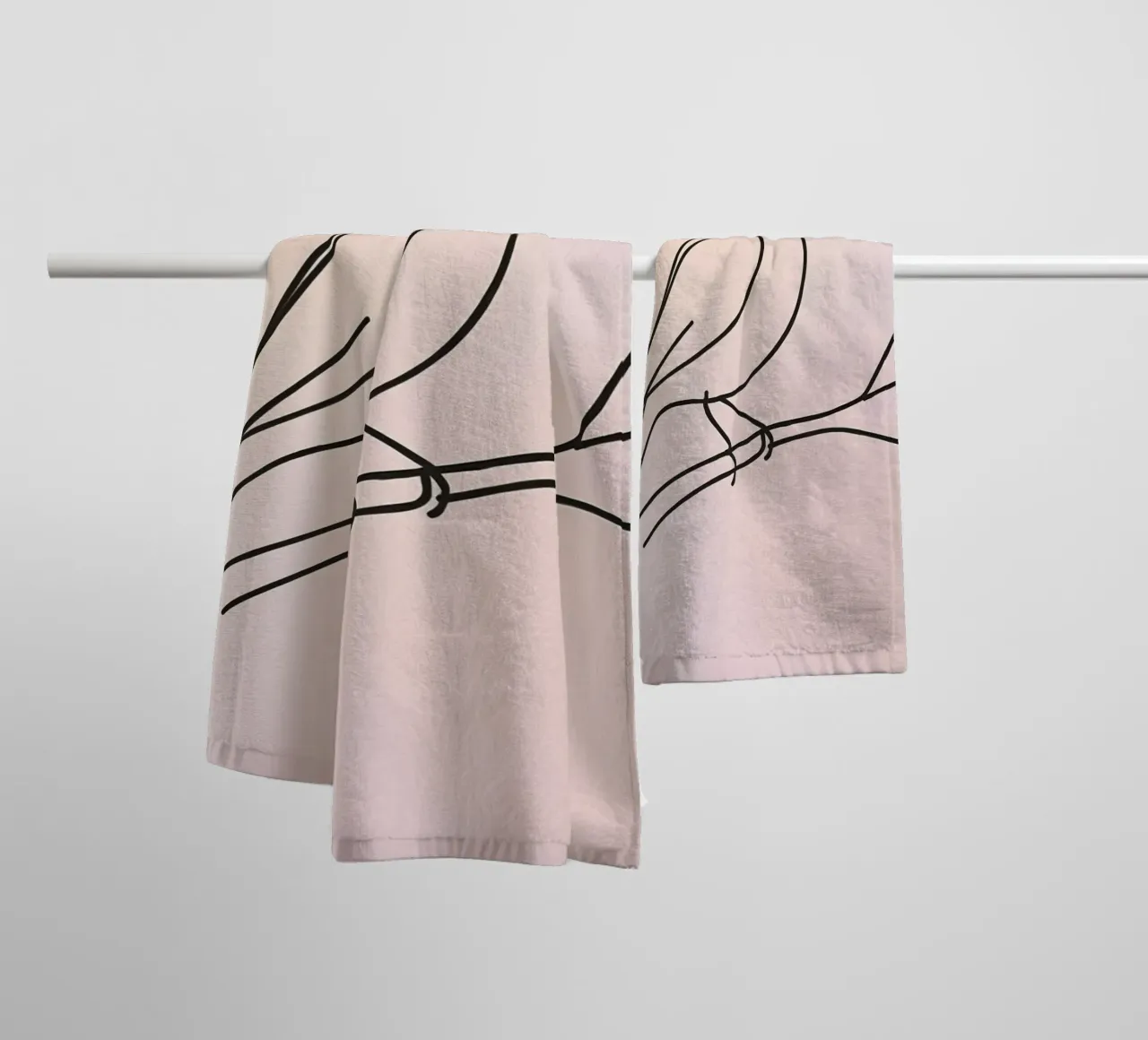 Detailed line drawing of a bird perched on a branch pastel towel by DesignDoodle