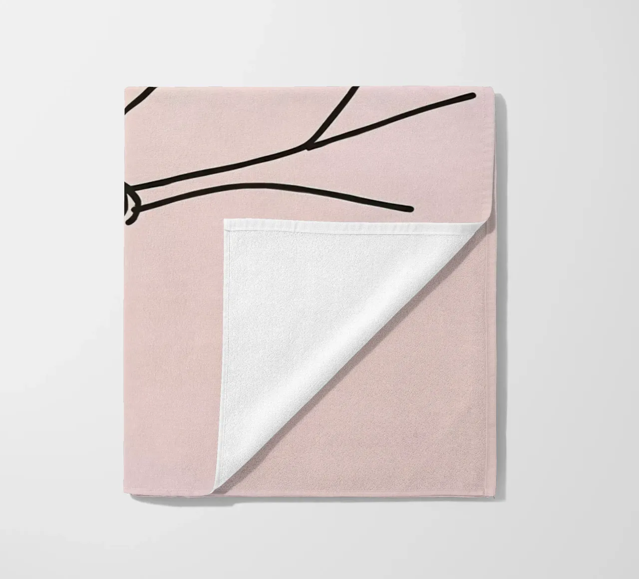 Detailed line drawing of a bird perched on a branch pastel beach towel by DesignDoodle