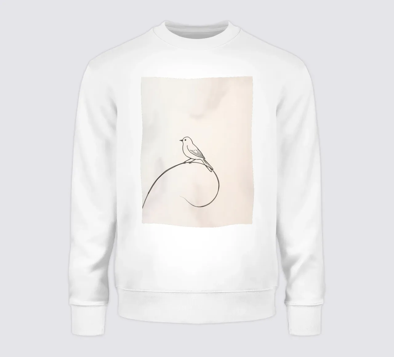Uccello appollaiato su una linea delicata su uno sfondo chiaro felpa da DesignDoodle