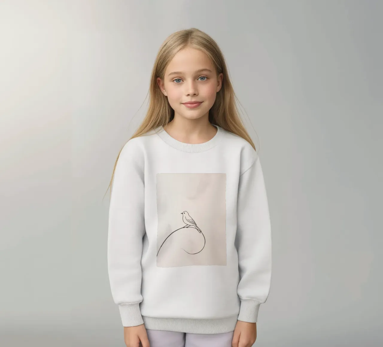 Uccello appollaiato su una linea delicata su uno sfondo chiaro felpa bambino da DesignDoodle