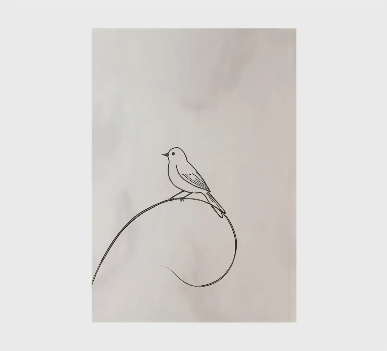 Bird perched on a delicate line amidst light background notebook by DesignDoodle