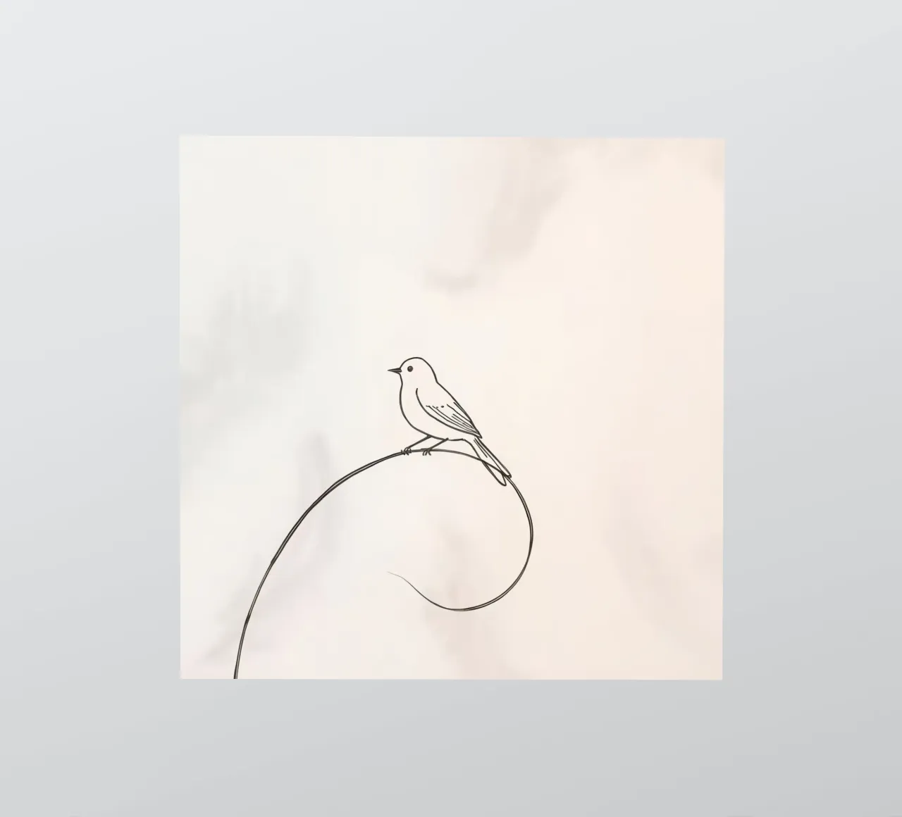 Bird perched on a delicate line amidst light background sticker by DesignDoodle