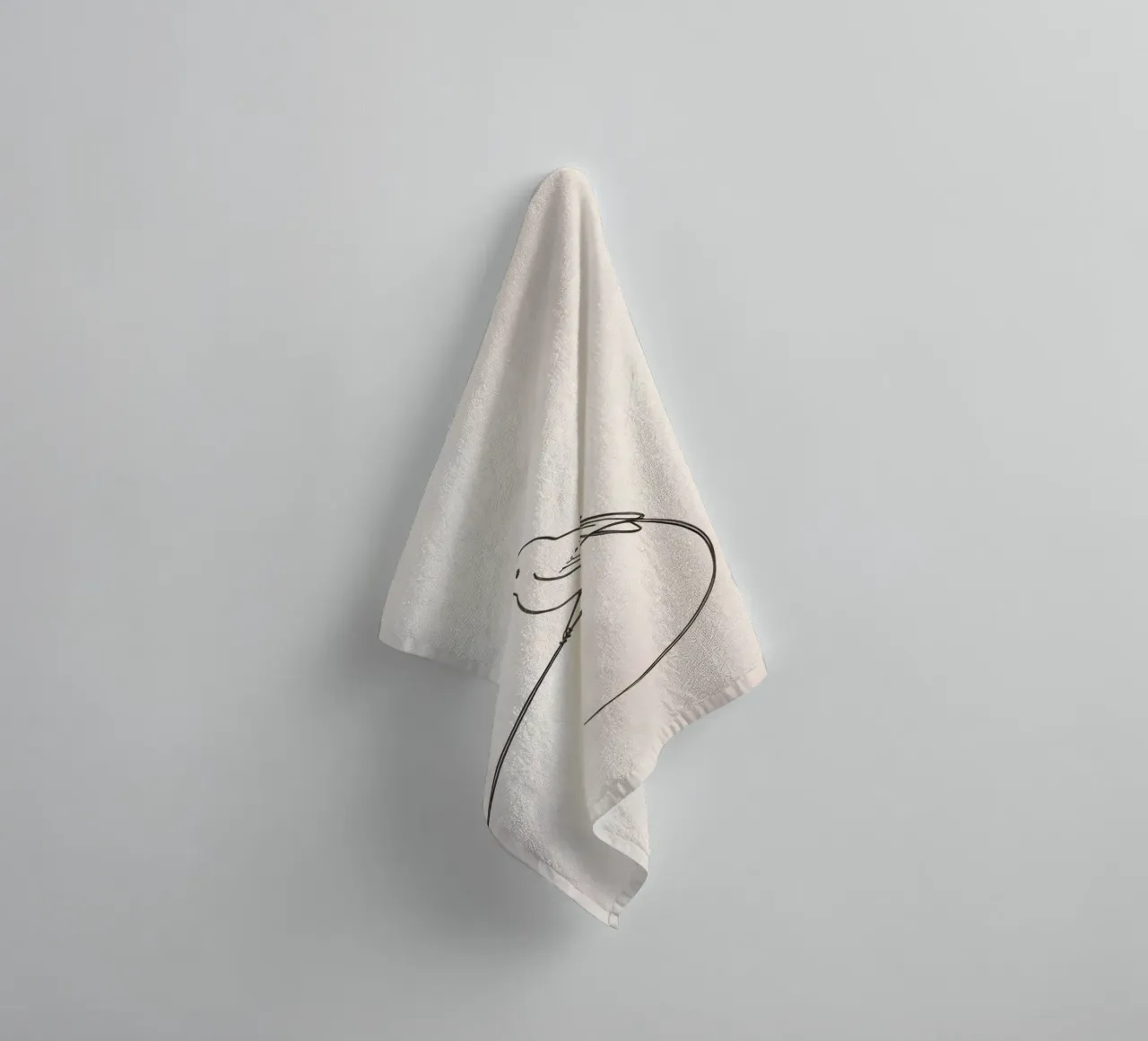 Bird perched on a delicate line amidst light background towel by DesignDoodle