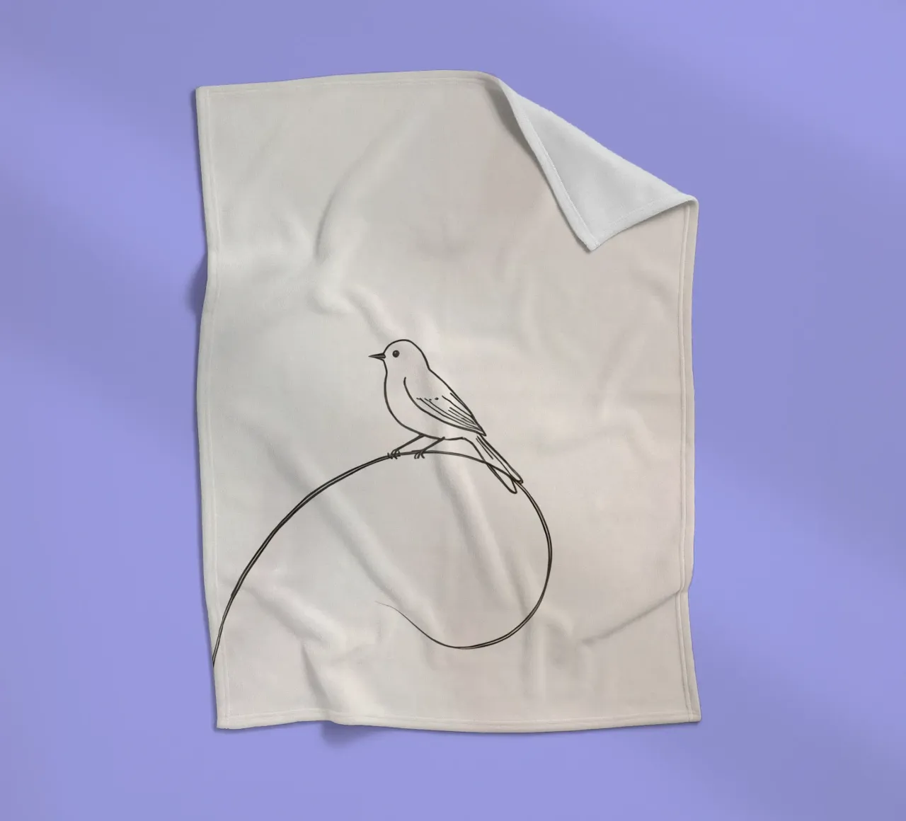 Vogel auf einer zarten Linie inmitten eines hellen Hintergrunds sitzend Fleecedecke von DesignDoodle